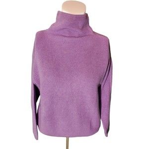 Belford Purple Pima Cotton Sweater Rib Knit Mock Neck Pullover Sz XS